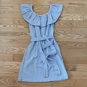 Michael Kors Blue and White Striped Dress w/ Belt